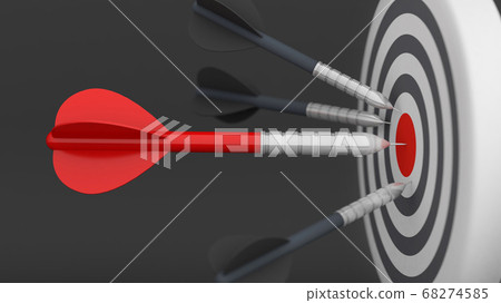 Arrow on center dartboard, strategy business, 3d Arrow on center dartboard, strategy business, 3d 68274585