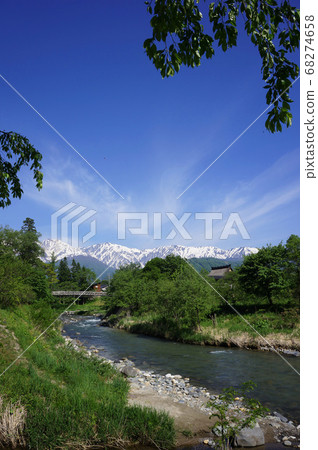 北阿爾卑斯白馬三山和姬川大手吊橋 68274658