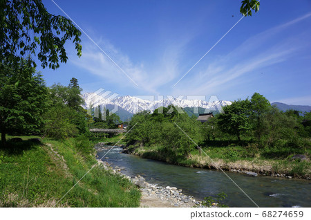 北阿爾卑斯白馬三山和姬川大手吊橋 68274659