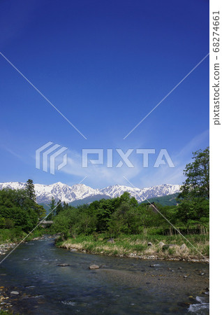 北阿爾卑斯白馬三山和姬川大手吊橋 68274661