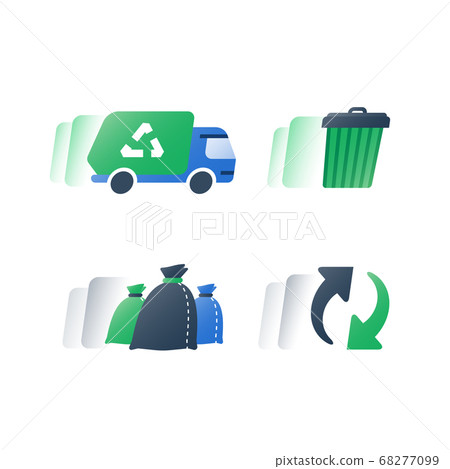 Garbage removal green truck, fast service Garbage removal green truck, fast service 68277099