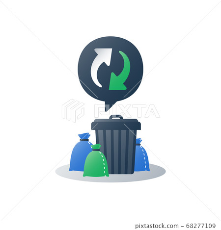 Group of garbage bags around can, litter collection Group of garbage bags around can, litter collection 68277109