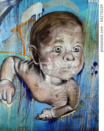 Murals, street-art, on the walls of Opatija's Lungo mare, Croatia, Europe 68278284