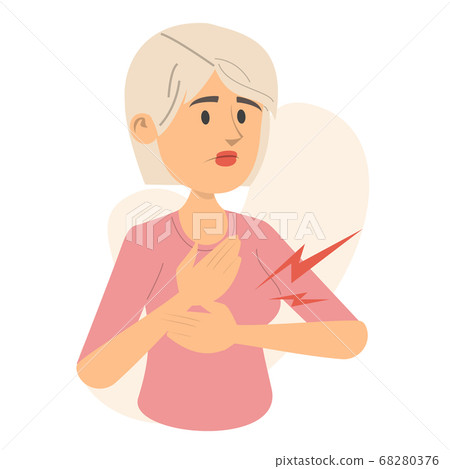 Woman feels pain in breast vector isolated - Stock Illustration ...