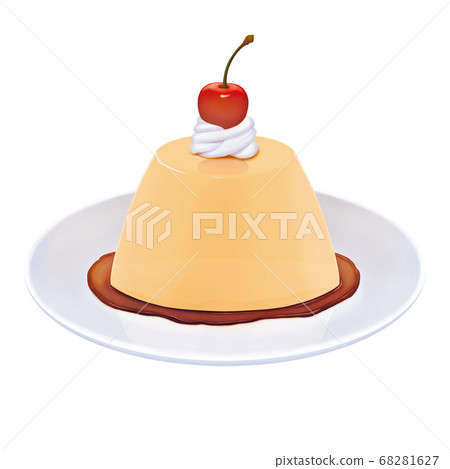 Smooth pudding and caramel (fresh cream and cherries) are beautiful even when printed 68281627