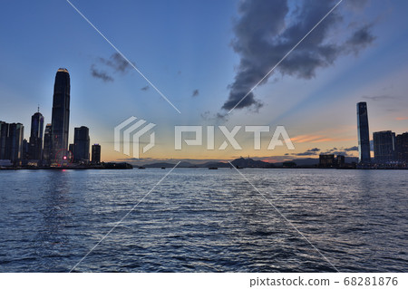 aterront promenade along the Victoria harbour in Hong Kong island 68281876