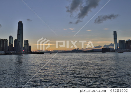 aterront promenade along the Victoria harbour in Hong Kong island 68281902