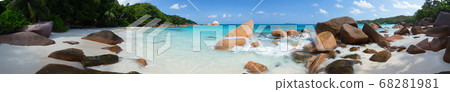Panorama of the beach with big stones and white Panorama of the beach with big stones and white 68281981