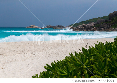 White sand beach and a seascape with waves some White sand beach and a seascape with waves some 68281994