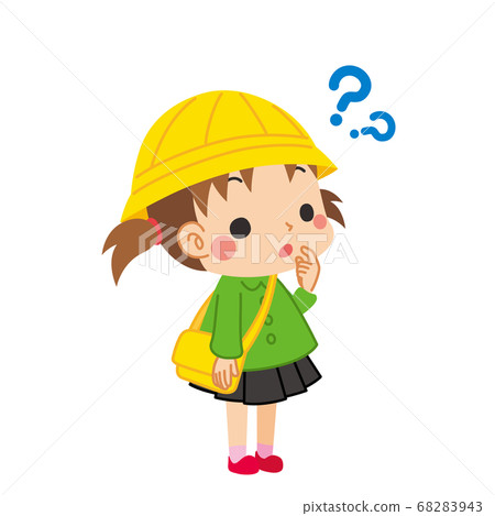 可愛的幼兒園女孩思考 可愛的幼兒園女孩思考 68283943