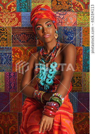 Portrait of a sweet Black Woman against the 68284113