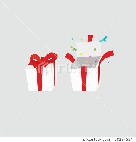 Illustration of present box before and after opening 68284554