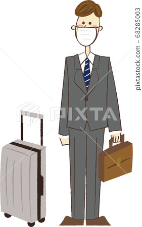 戴著口罩和繼續商務旅行的商人 戴著口罩和繼續商務旅行的商人 68285003