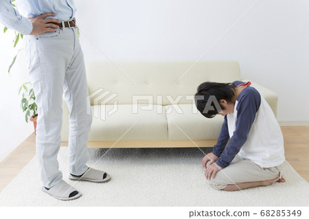 Father scolding his son 68285349