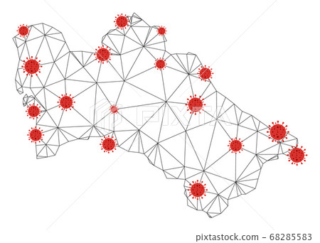 Polygonal Network Mesh Vector Turkmenistan Map with Coronavirus Polygonal Network Mesh Vector Turkmenistan Map with Coronavirus 68285583