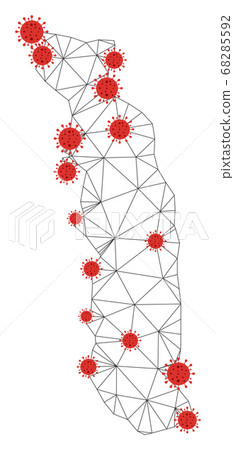 Polygonal Carcass Mesh Vector Togo Map with Coronavirus Polygonal Carcass Mesh Vector Togo Map with Coronavirus 68285592