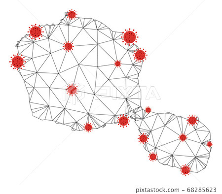 Polygonal Wire Frame Mesh Vector Tahiti Island... - Stock Illustration ...