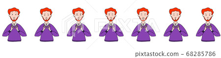 Different emotions and facial expressions. A European man with a beard practices yoga and meditation. Vector illustration flat design. Cartoon. Different emotions and facial expressions. A European man with a beard practices yoga and meditation. Vector illustration flat design. Cartoon. 68285786