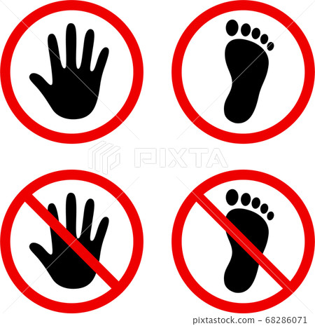 Hand and foot icon in red circle - Stock Illustration [68286071] - PIXTA