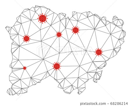 Polygonal 2D Mesh Vector Salamanca Province Map with Coronavirus Polygonal 2D Mesh Vector Salamanca Province Map with Coronavirus 68286214