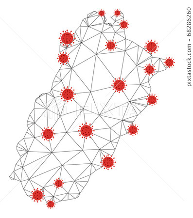 Polygonal Carcass Mesh Vector Punjab Province Map with Coronavirus Polygonal Carcass Mesh Vector Punjab Province Map with Coronavirus 68286260