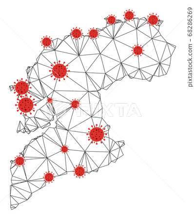 Polygonal Carcass Mesh Vector Pontevedra Province Map with Coronavirus 68286269
