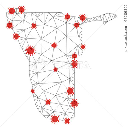 Polygonal 2D Mesh Vector Namibia Map with Coronavirus 68286392