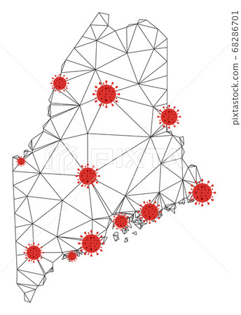 Polygonal Carcass Mesh Vector Maine State Map... - Stock Illustration ...