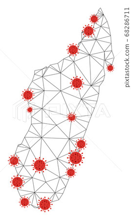 Polygonal 2D Mesh Vector Madagascar Island Map... - Stock Illustration ...
