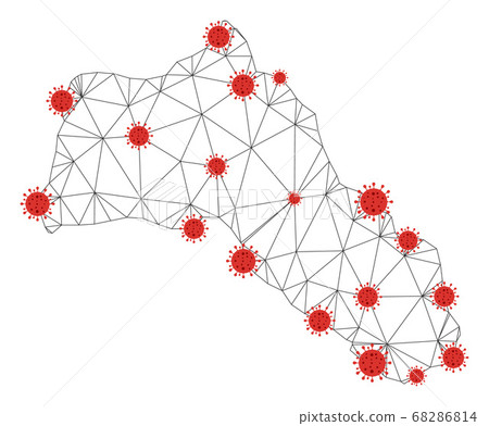 Polygonal Network Mesh Vector Kurdistan Map with Coronavirus Polygonal Network Mesh Vector Kurdistan Map with Coronavirus 68286814