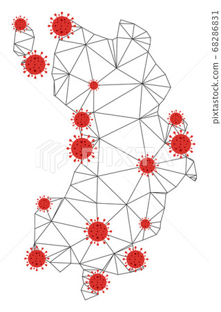 Polygonal Network Mesh Vector Ko Tao Map with... - Stock Illustration ...