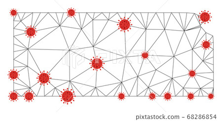 Polygonal Network Mesh Vector Kansas State Map... - Stock Illustration ...