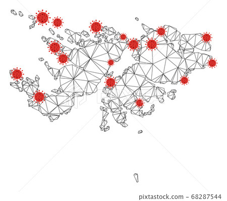 Polygonal Carcass Mesh Vector Falkland Islands Map with Coronavirus Polygonal Carcass Mesh Vector Falkland Islands Map with Coronavirus 68287544