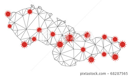 Polygonal Wire Frame Mesh Vector Czechoslovakia Map with Coronavirus Polygonal Wire Frame Mesh Vector Czechoslovakia Map with Coronavirus 68287565