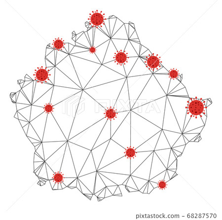 Polygonal 2D Mesh Vector Cuenca Province Map with Coronavirus 68287570