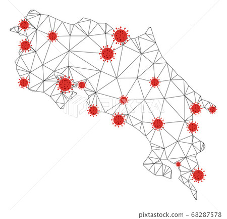 Polygonal 2D Mesh Vector Costa Rica Map with... - Stock Illustration ...