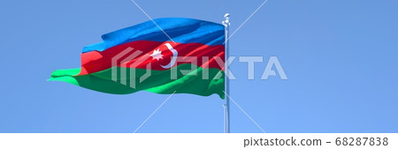 3D rendering of the national flag of Azerbaijan waving in the wind 68287838