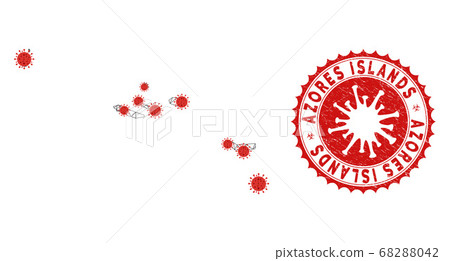 Polygonal Network Mesh Vector Azores Islands Map with Coronavirus 68288042