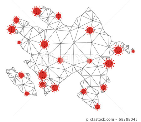 Polygonal 2D Mesh Vector Azerbaijan Map with Coronavirus Polygonal 2D Mesh Vector Azerbaijan Map with Coronavirus 68288043