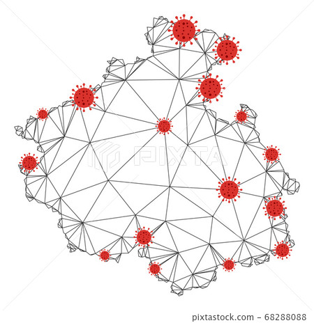 Polygonal Network Mesh Vector Altai Republic Map with Coronavirus Polygonal Network Mesh Vector Altai Republic Map with Coronavirus 68288088