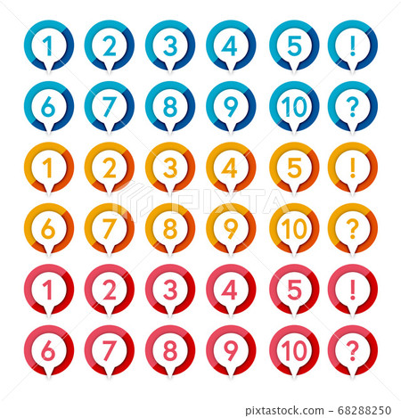 Colorful number icon set / speech bubble Colorful number icon set / speech bubble 68288250