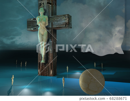 Figure of Crucifixion made in 3d software  68288671