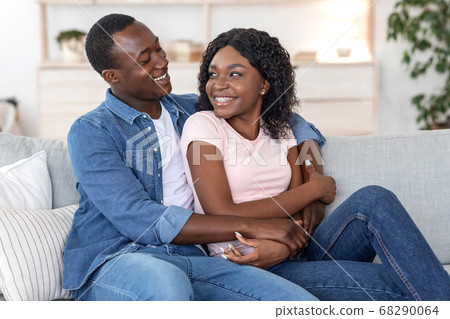 African married couple spending time together at home 68290064