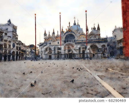 a glimpse of the main square and the cathedral of Venice a glimpse of the main square and the cathedral of Venice 68290469