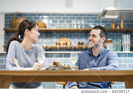 Image photo of a couple chatting Image photo of a couple chatting 68290517