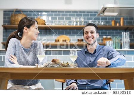 Image photo of a couple chatting Image photo of a couple chatting 68290518