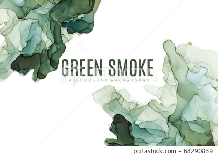 Green shades alcohol wet ink background, hand draw 68290839