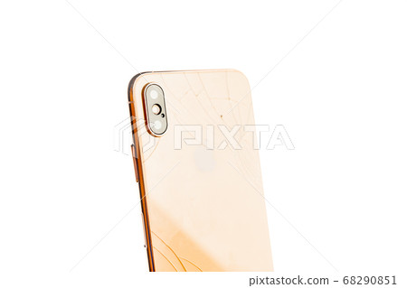 Broken phone isolated on the white background. 68290851