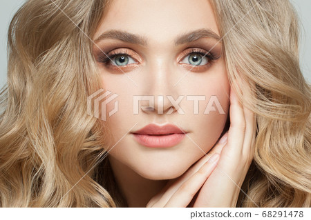 Beautiful woman face. Perfect female with long hair 68291478