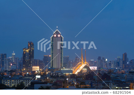 Rama 9 bridge and Kasikorn Building, with Rama 9 bridge and Kasikorn Building, with 68291504